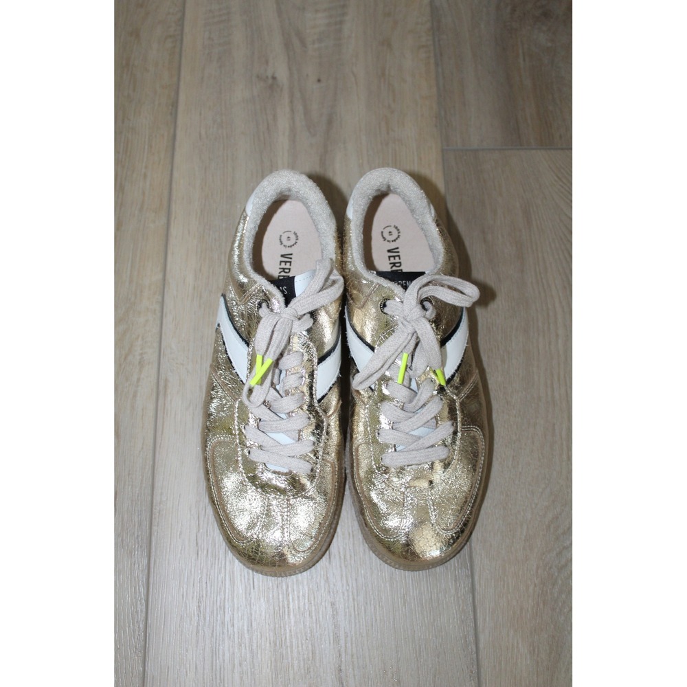 Verbenas Sora Metallic Gold Leather Low Top Sneakers Women's Size 41 Spain